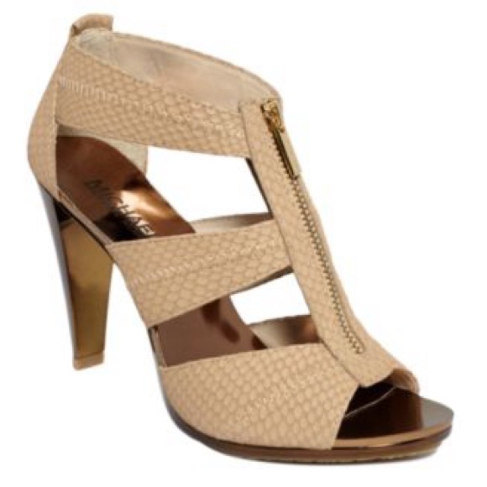 Michael Kors Beige Strappy Zip Front Heels - Picture 2 of 11